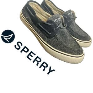 SPERRY LOAFERS TOP SIDER MEN SZ 11 BOAT SHOES GRAY BLACK WOOL FABRIC VERSATILE
